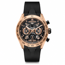 Chronograph sport watch with rose gold-tone case and black rubber strap
