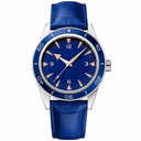 Blue dial watch with blue leather strap and silver case, 41mm size