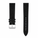 Black suede leather watch strap with silver buckle, 21mm width
