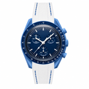 Blue sport watch with blue dial and white rubber strap product photo