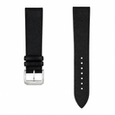 Black leather watch strap with silver buckle, 21mm width